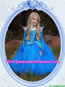 Halloween Lovely Baby Blue Little Girl Pageant Dress with Embroidery and Beading