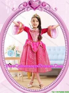 Halloween Popular Hot Pink Little Girl Pageant Dress with Sequins