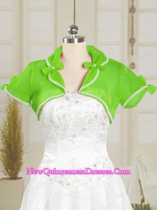 Green Wedding Party Beading Shawls with Open Front