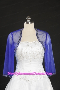 2015 Long Sleeves Blue Wraps with Beading