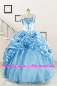 2015 New Style Sweetheart Baby Blue Quinceanera Dresses with Appliques