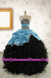 2015 Prefect Ruffles White Quinceanera Dresses with Zebra