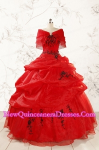 Top Seller Sweetheart Appliques 2015 Quinceanera Dress in Red