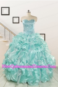 2015 Beautiful Beading Quinceanera Dresses in Apple Green