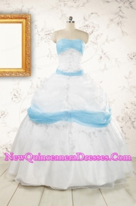 2015 Elegant Ball Gown Quinceanera Dress in White and Baby Blue