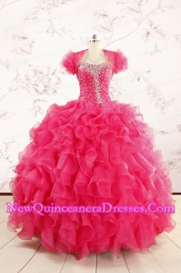 2015 Hot Pink Beading Wonderful Quinceanera Dresses