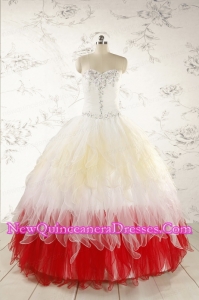 2015 Unique Multi Color Sweetheart Ruffled Quinceanera Dresses wth Beading