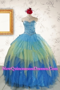2015 Unique Sweetheart Beading Quinceanera Dresses in Multi-color