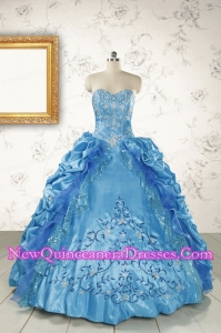 Elegant Sweetheart Embroidery 2015 Sweet 16 Dress in Blue