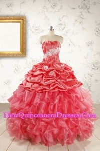 Luxurious Sweetheart Beading 2015 Quinceanera Dresses in Watermelon