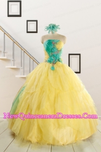 2015 Classical Multi Color Quinceanera Dresses with Hand Made Flowers