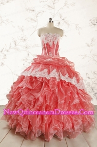 2015 Fashionable Strapless Watermelon Quinceanera Dresses