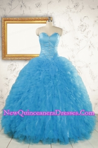 2015 Most Popular Baby Blue Quinceanera Dresses with Beading