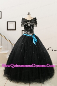 Cheap Black 2015 Quinceanera Dresses with Appliques