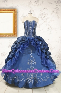 2015 Classical Sweetheart Navy Blue Quinceanera Dresses with Beading