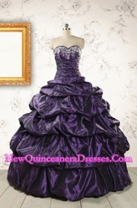 2015 Modern Sweetheart Purple Quinceanera Dresses with Appliques