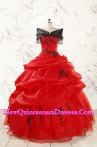 Most Popular Appliques Red Quinceanera Dresses for 2015
