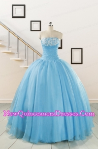 Aqua Blue Super Hot Puffy Sweet 16 Dresses for 2015