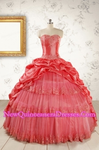 New Style Appliques Quinceanera Dresses in Watermelon