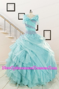 Sweetheart Organza Beading and Ruffles Quinceanera Dresses for 2015