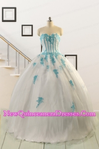 2015 Affordable White Quinceanera Dresses with Appliques