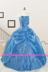 Classical Baby Blue Quinceanera Dresses with Embroidery for 2015