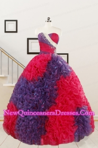 Wonderful Beading and Ruffles Multi-color Quinceanera Dresses