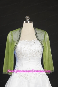 2015 Royal Blue Long Sleeves Green Wraps with Beading
