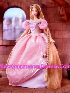 Beading and Hand Made Flowers Decorate Ball Gown Barbie Doll Dress