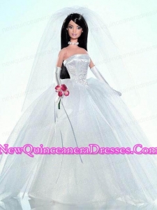 Embroidery Ball Gown Wedding Barbie Doll Dress