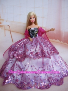Beading Decorate Ball Gown Colorful Barbie Doll Dress