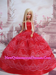 Exclusive Ball Gown Red Taffeta Barbie Doll Dress