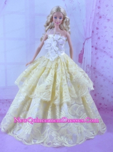 Gorgeous Yellow Princess Dress For Barbie Doll