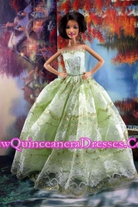 Lace Over Skirt Green For Sweet Barbie Doll Dress