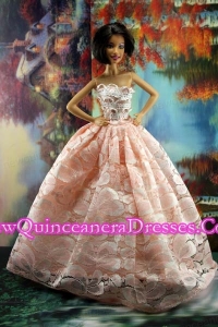 Perfect Pink Princess Dress With Lace For Barbie Doll