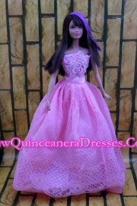 Lavender Party Dress For Barbie Doll Dress With Embroidery