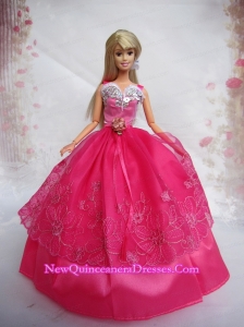 Popular Red Sweetheart Lace Party Clothes Fashion Dress for Noble Barbie