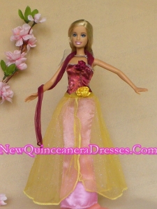 Colorful Hand Made Flowers Handmade Dresses Fashion Party Clothes Gown Skirt For Barbie Doll