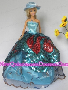 Free Shippment Barbie Doll Lace and Sequins Clothes Party Dresses Gown