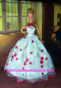 Sweet Lace White Strapless Party Clothes Fashion Dress for Noble Barbie