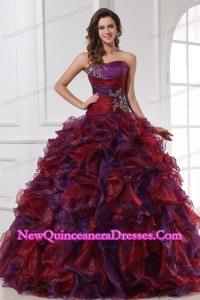 Sweetheart Appliques with Beading Organza Multi-color Quinceanera Dress