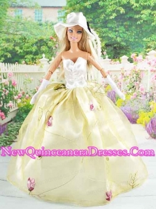 Beautiful Champagne Gown With Embroidery Dress For Noble Barbie