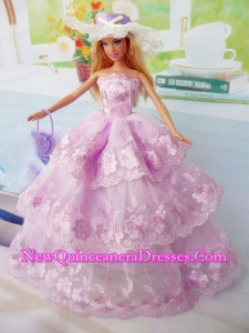 Elegant Pink Gown Organza Made to Fit the Barbie Doll