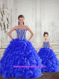 Fashionable Royal Blue Princesita Dress with Beading and Ruffles for 2015