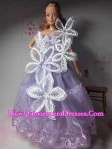 Pretty Party Clothes Lilac Beautiful Dress Tulle for Noble Barbie Doll