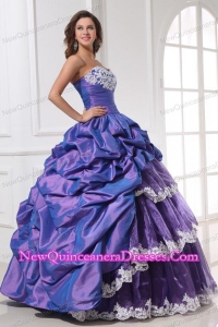 Purple Sweetheart Appliques and Pick-ups Quinceanera Dress for 2014