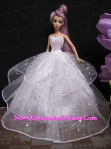 Romantic Wedding Gown With Sequins Dress For Noble Barbie