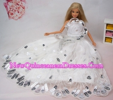Beautiful Hand Made Flower Sequin Barbie Doll Dress