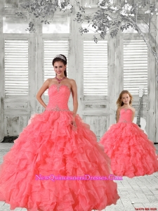 Most Popular Coral Red Princesita Dress with Beading and Ruching for 2015
