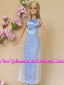 Simple Baby Blue Holiday Dress To Barbie Doll